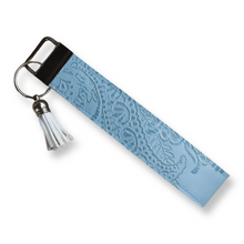 Load image into Gallery viewer, Light Blue Embossed Keychain Wristlet