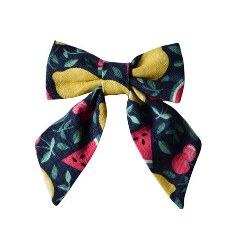 Navy Mixed Fruit Sailor Bow - Small