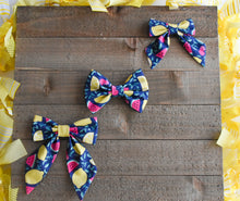 Load image into Gallery viewer, Navy Mixed Fruit Sailor Bow - Small