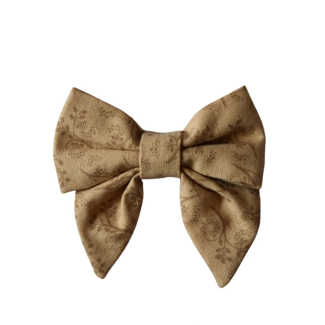 Tan Floral Bow - Mini