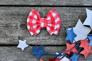 Red Gingham Double Stacked Bow