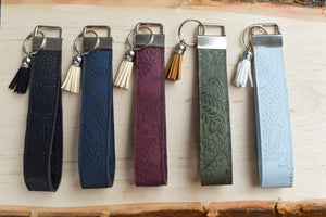Burgundy Embossed Keychain Wristlet