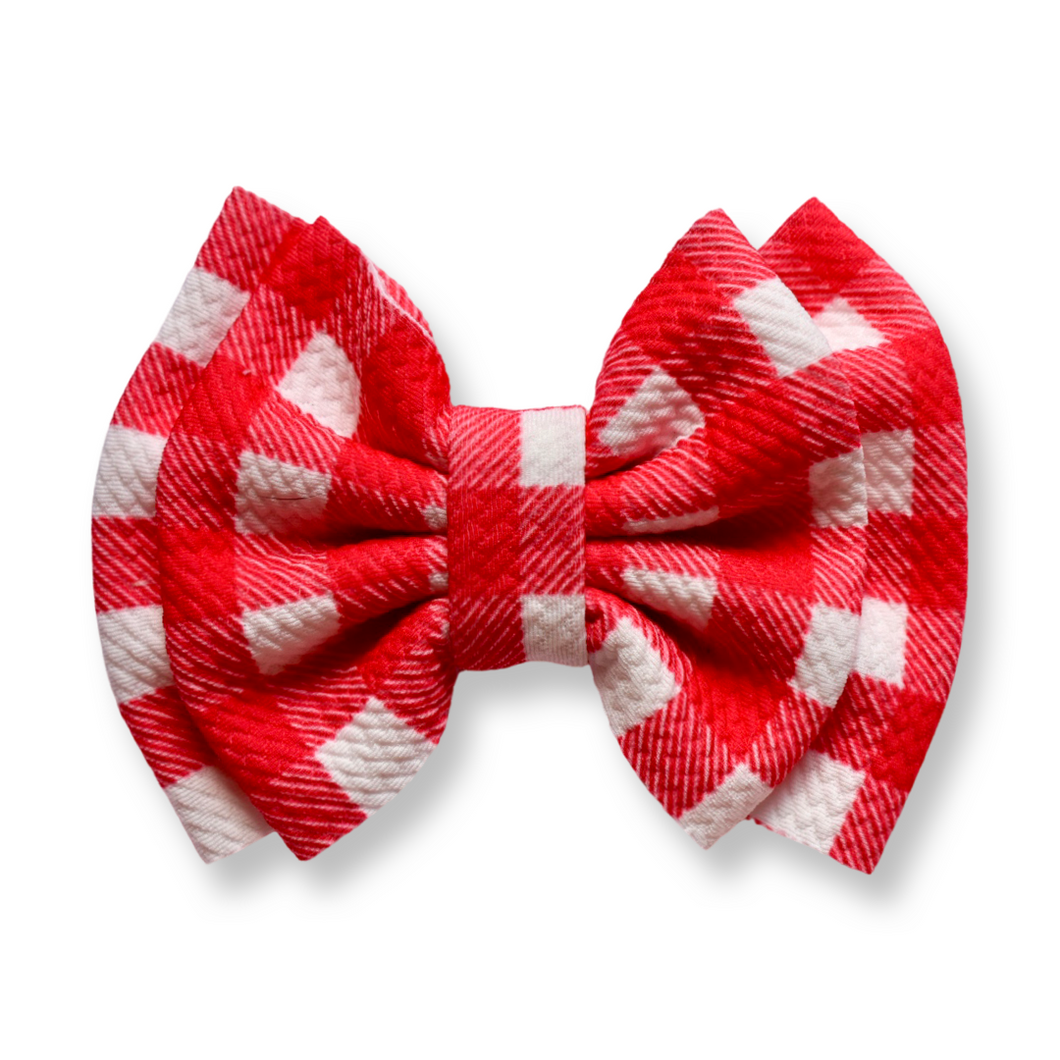 Red Gingham Double Stacked Bow