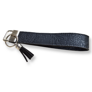 Black Embossed Keychain Wristlet