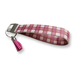 Pink Plaid Keychain Wristlet