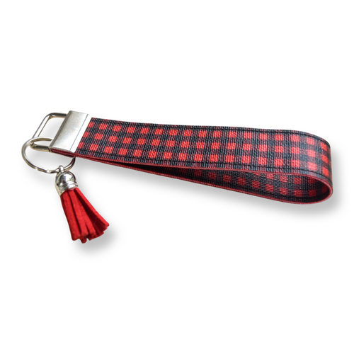 Buffalo Plaid (Black/Red) Keychain Wristlet