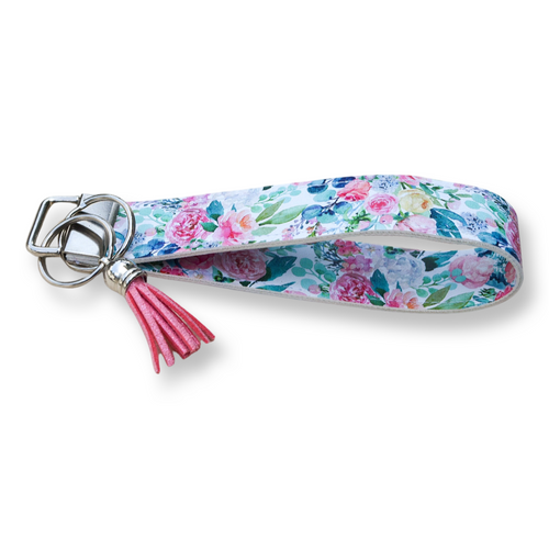Beautiful Blush Floral Keychain Wristlet