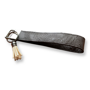 Brown Embossed Keychain Wristlet