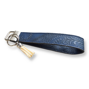 Navy Embossed Keychain Wristlet