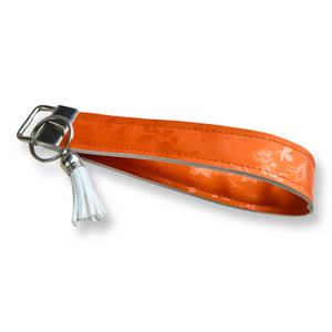 Orange Shimmer Floral Keychain Wristlet