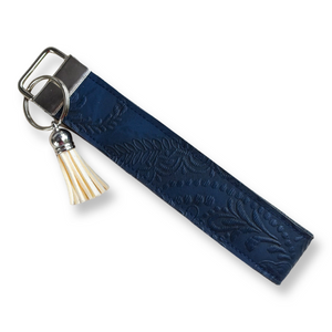 Navy Embossed Keychain Wristlet