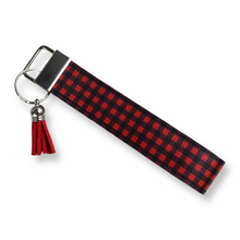Load image into Gallery viewer, Buffalo Plaid (Black/Red) Keychain Wristlet